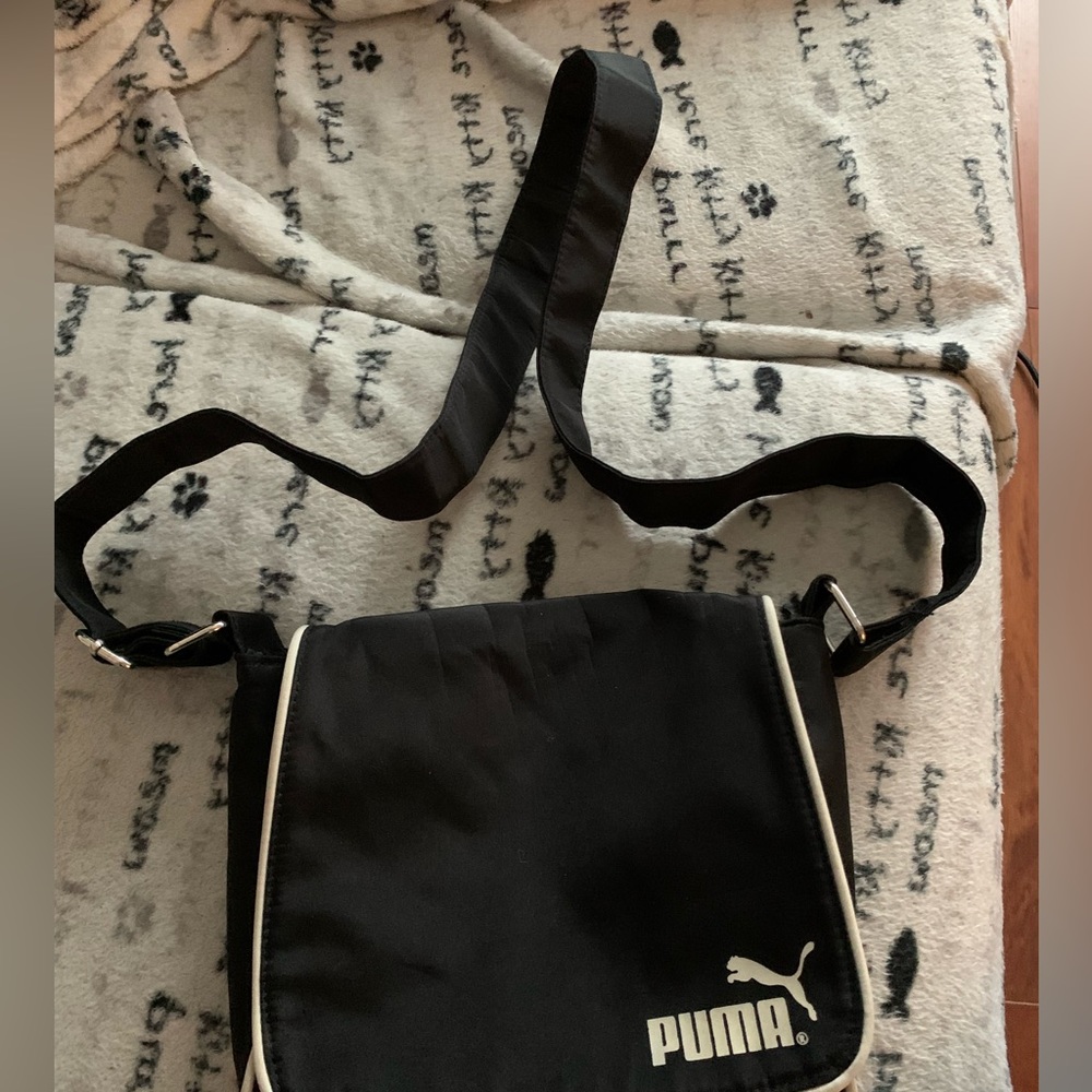 Puma black nylon adjustable strap crossbody bag unisex